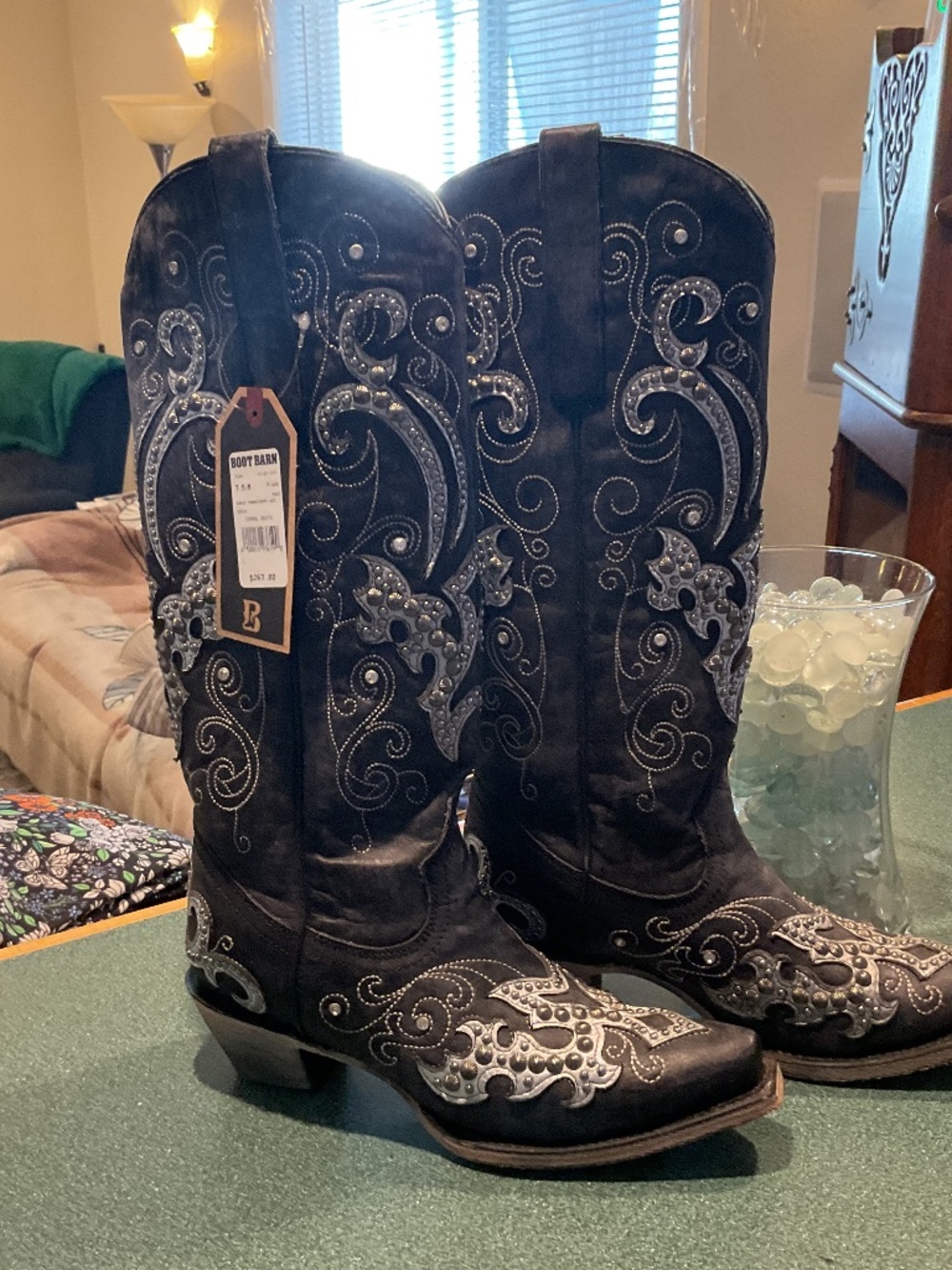 Corral Studded Black Cowboy Boots